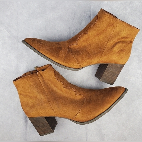 Comfortview Lacy Women Bootie Camel Color Suede Size 11 W Zipper‎ - Picture 9 of 12